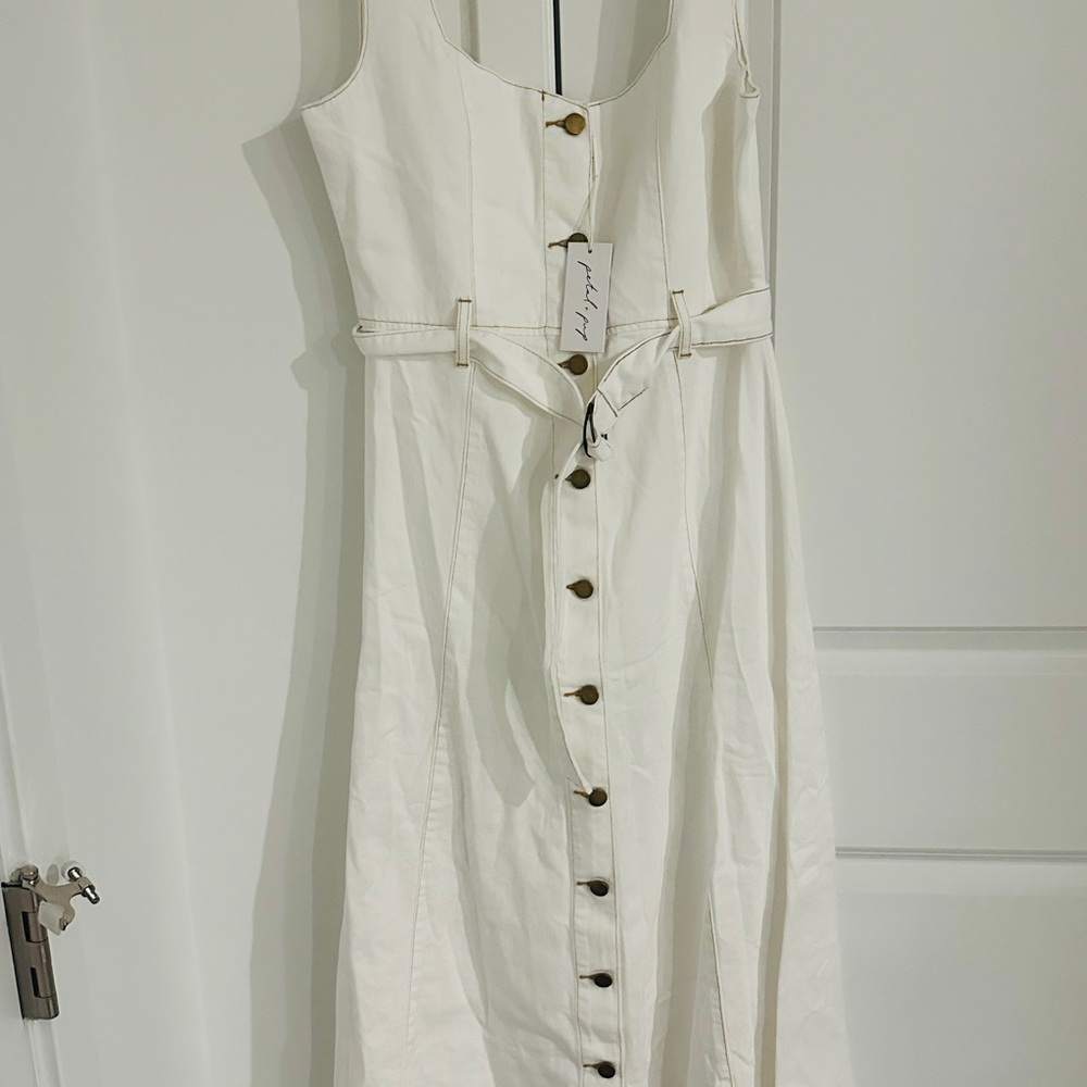 Petal & Pup Cream Button-Down Midi Dress